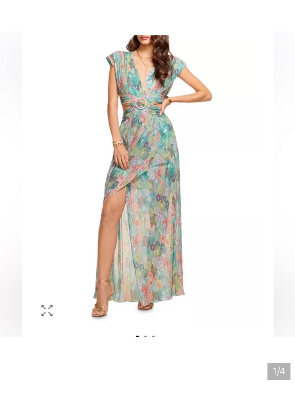 Ramy Brook Genesis Foil Floral Cutout Maxi Gown Size 8
